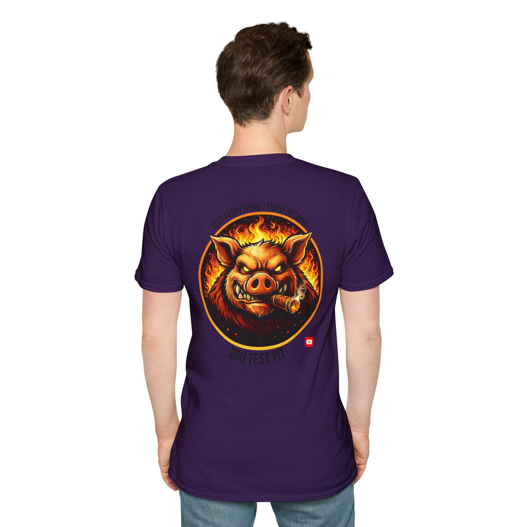 BBQ Test Pit logo soft tee mockup