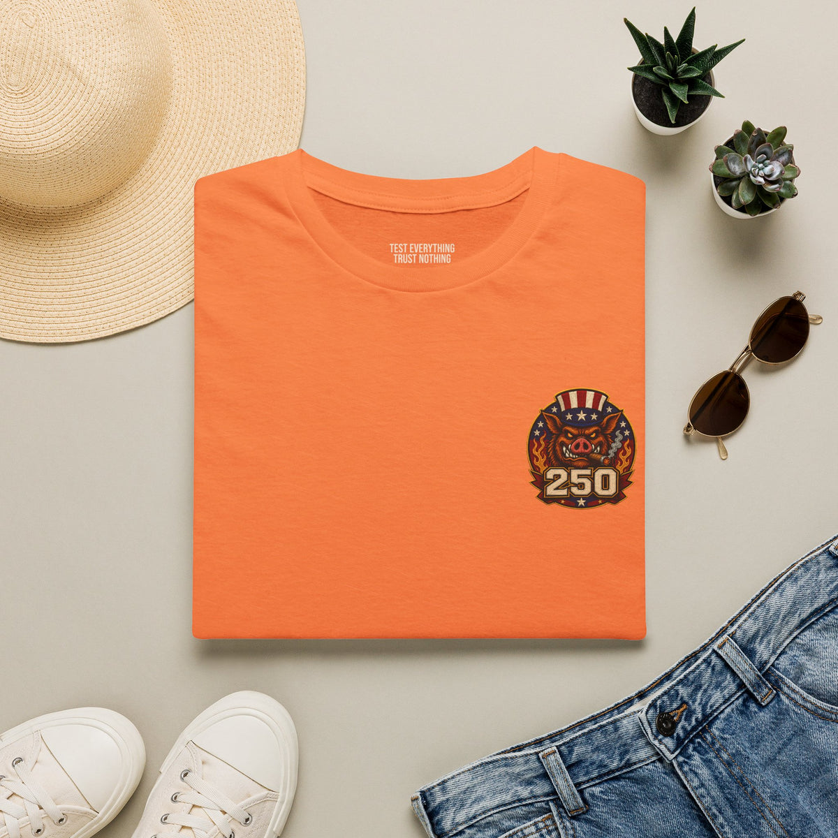 BBQ Test Pit 250 Years of Freedom tee mockup