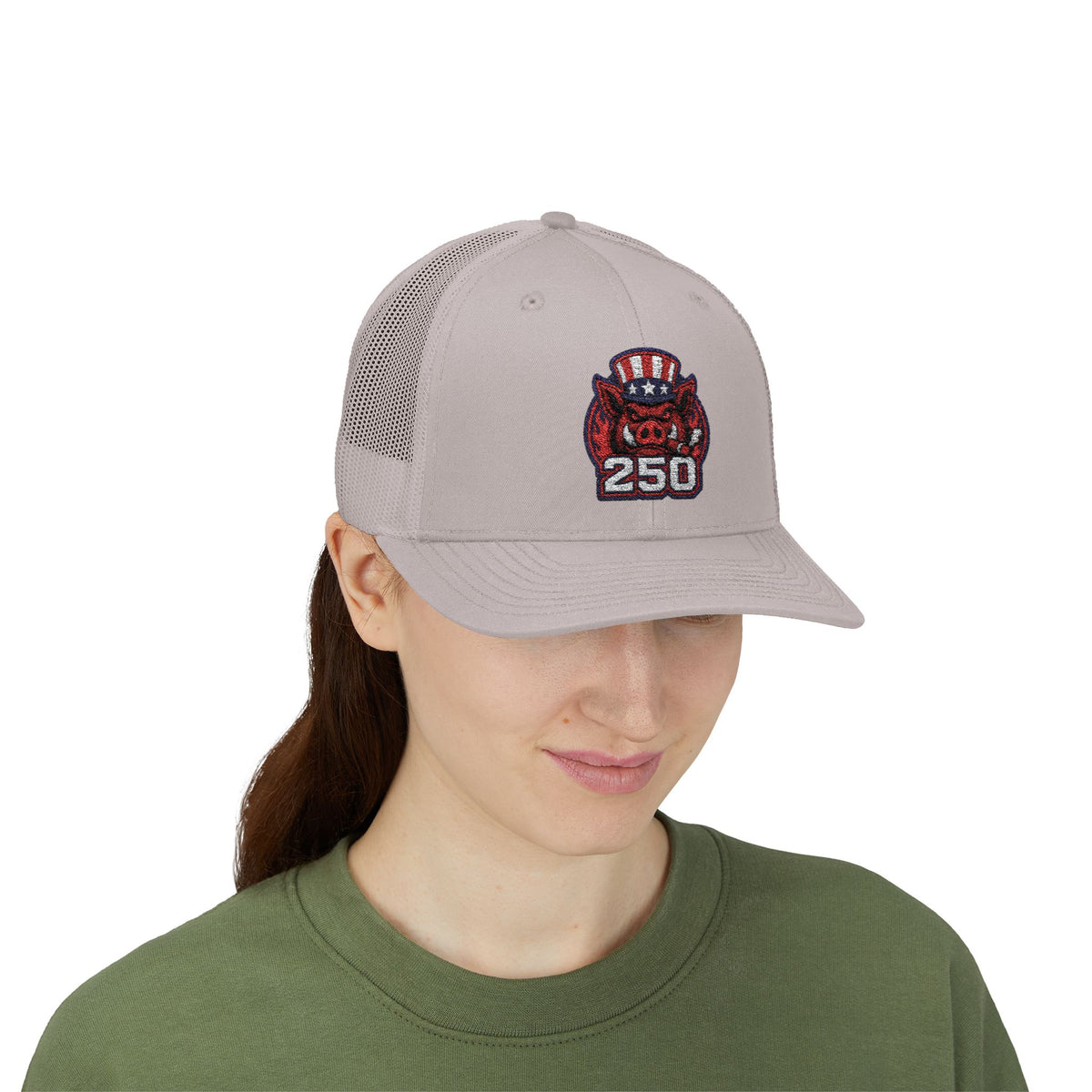 BBQ Test Pit 250 Years of Freedom trucker hat mockup