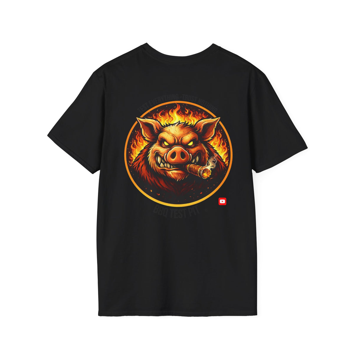 BBQ Test Pit logo soft tee mockup