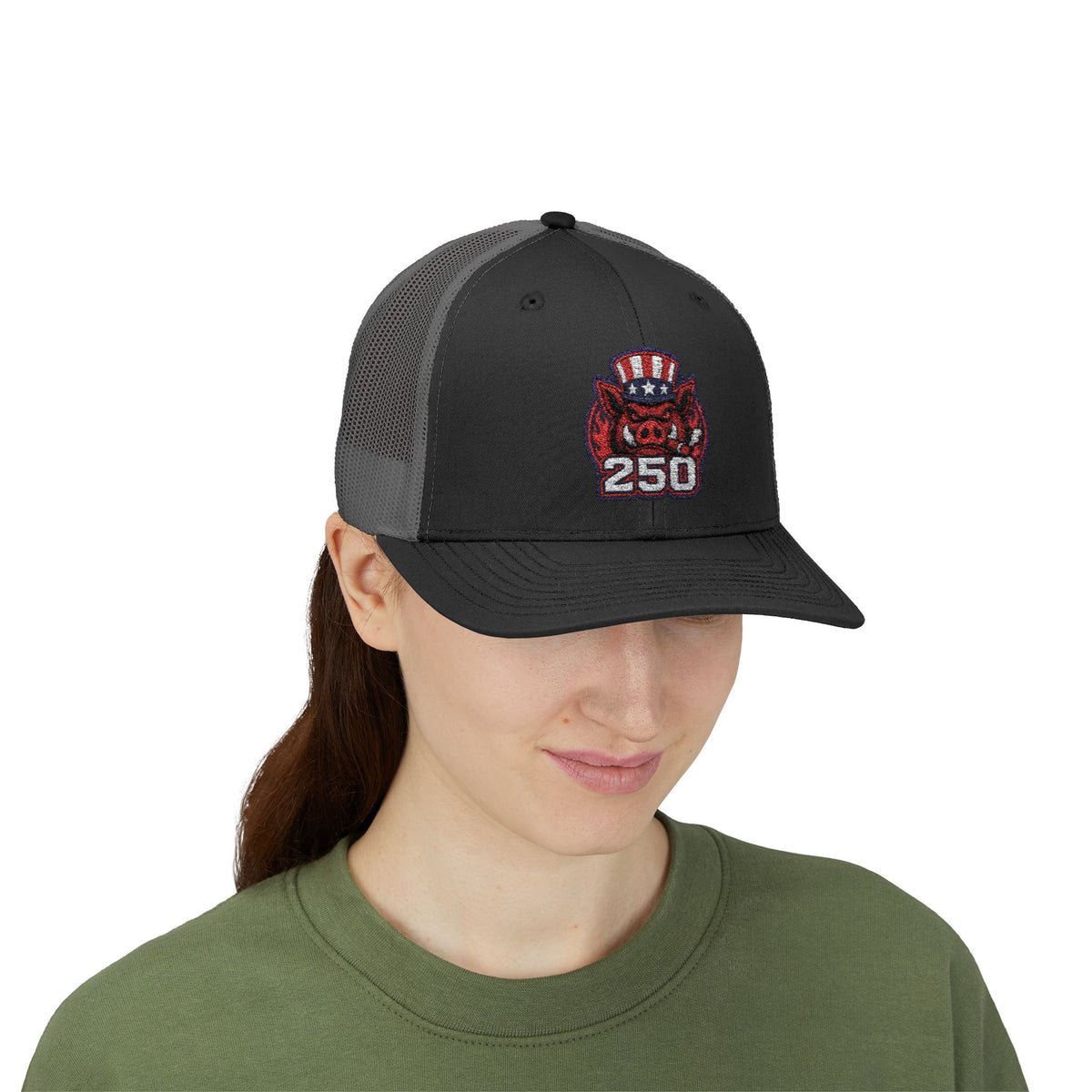 BBQ Test Pit 250 Years of Freedom trucker hat mockup