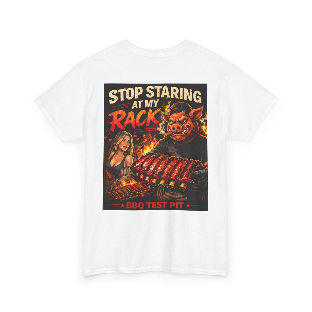 BBQ Test Pit Stop Staring At My Rack tee mockup