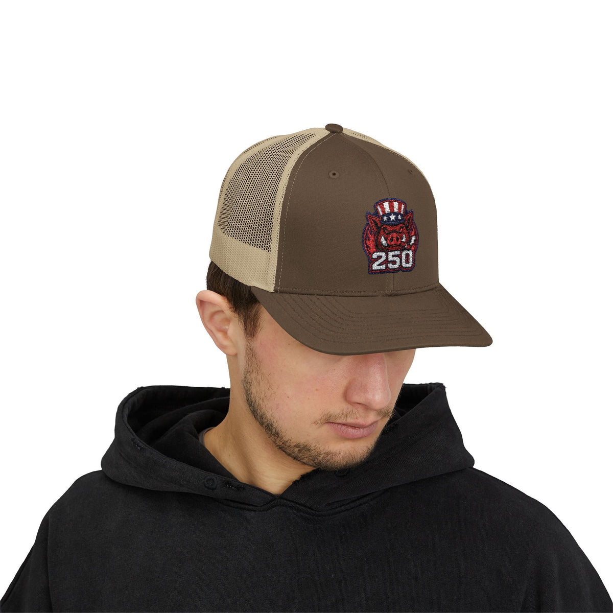 BBQ Test Pit 250 Years of Freedom trucker hat mockup