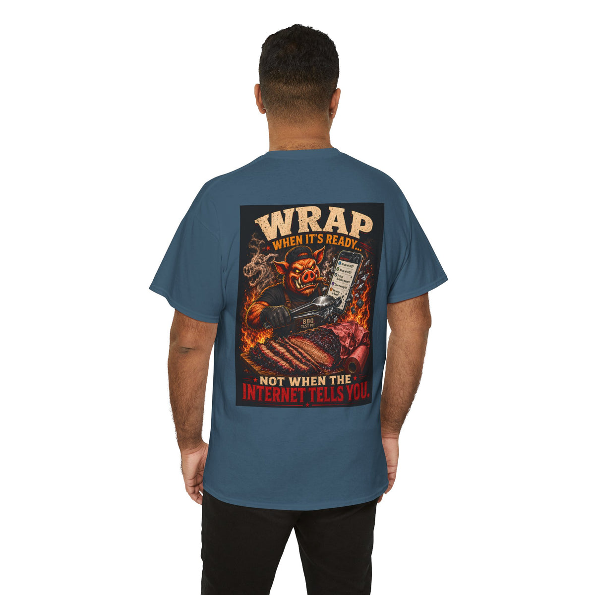 BBQ Test Pit Wrap When It's Ready soft tee mockup