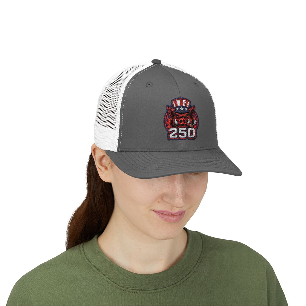 BBQ Test Pit 250 Years of Freedom trucker hat mockup
