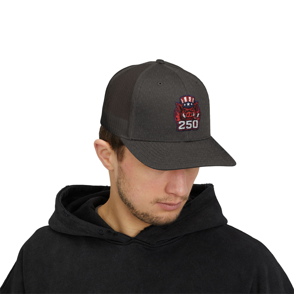 BBQ Test Pit 250 Years of Freedom trucker hat mockup
