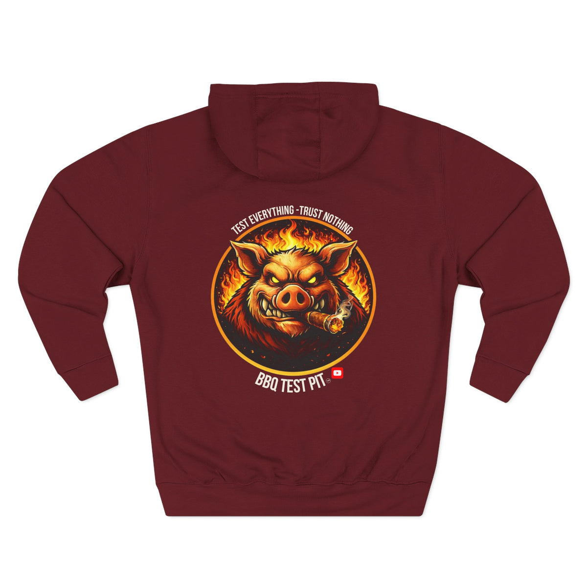 BBQ Test Pit logo hoodie mockup