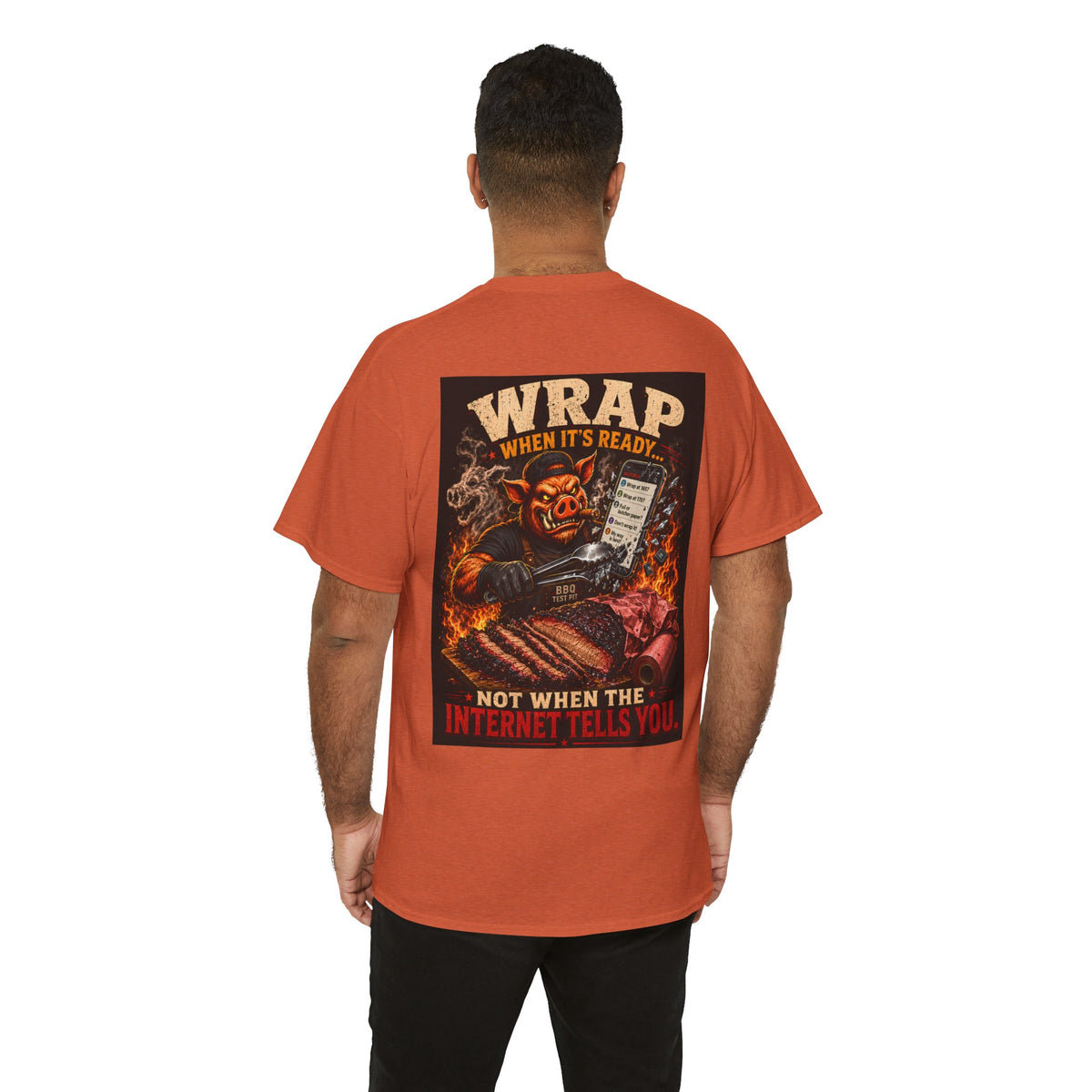 BBQ Test Pit Wrap When It's Ready soft tee mockup