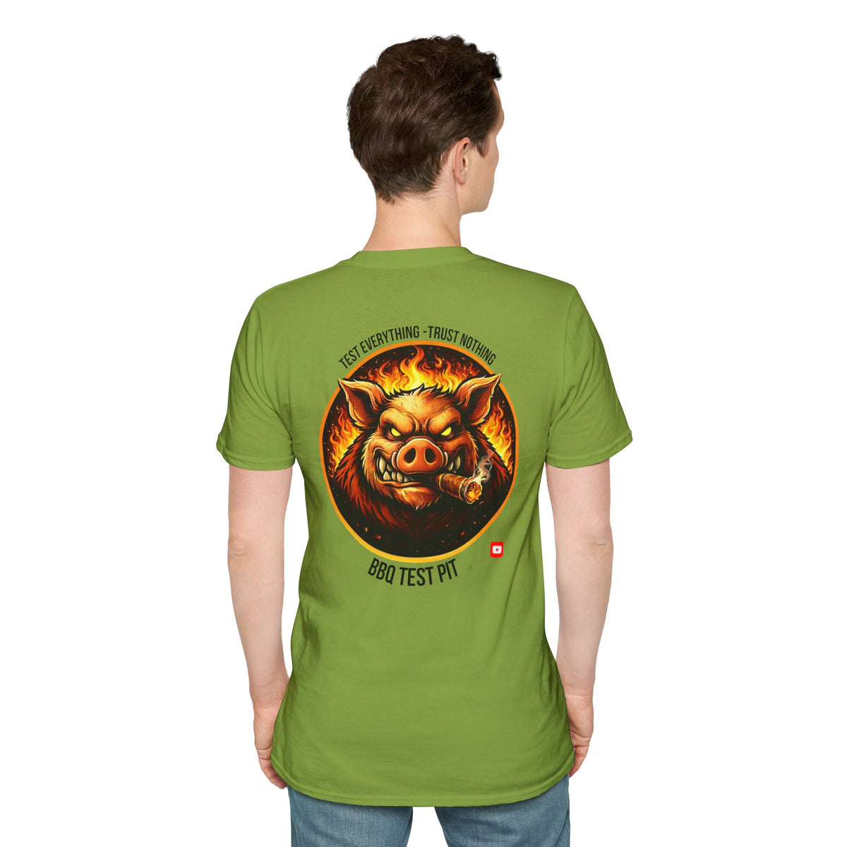 BBQ Test Pit logo soft tee mockup