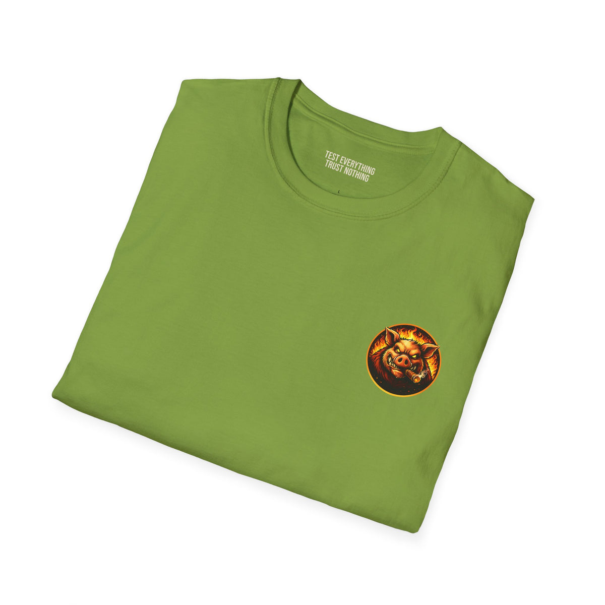 BBQ Test Pit logo soft tee mockup
