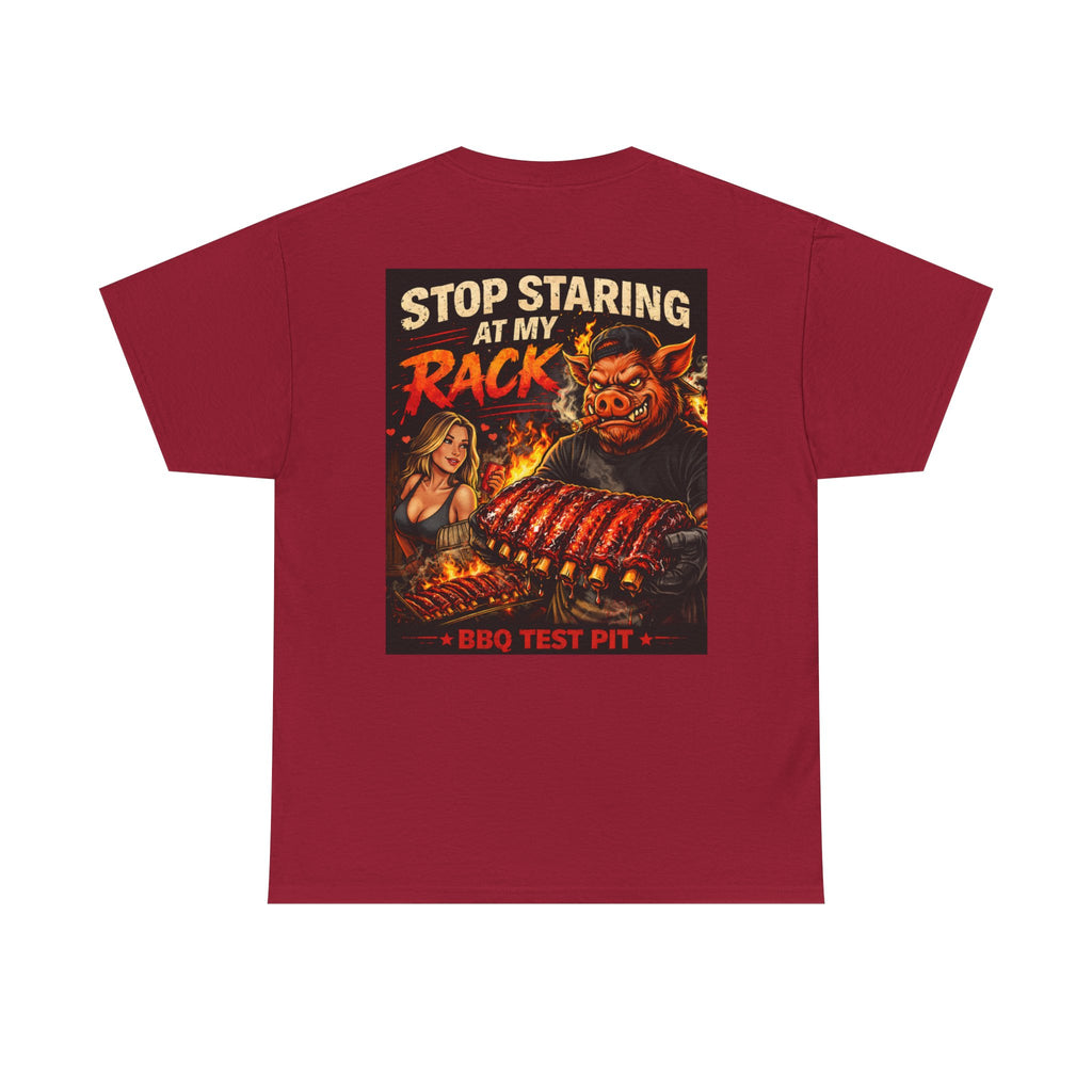 BBQ Test Pit Stop Staring At My Rack tee mockup