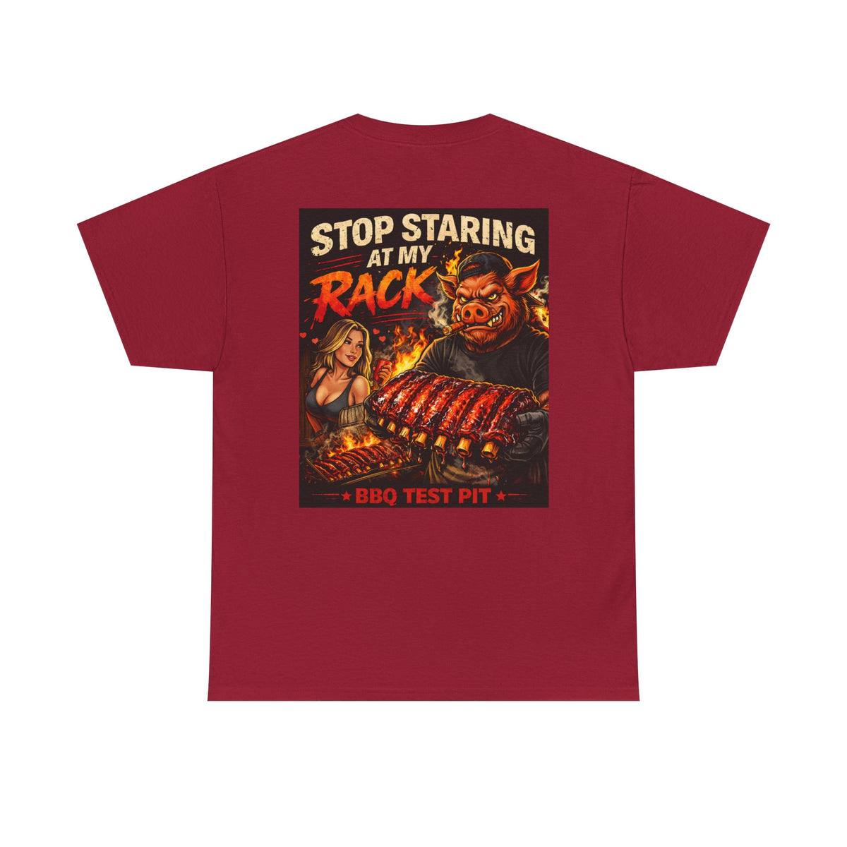 BBQ Test Pit Stop Staring At My Rack tee mockup