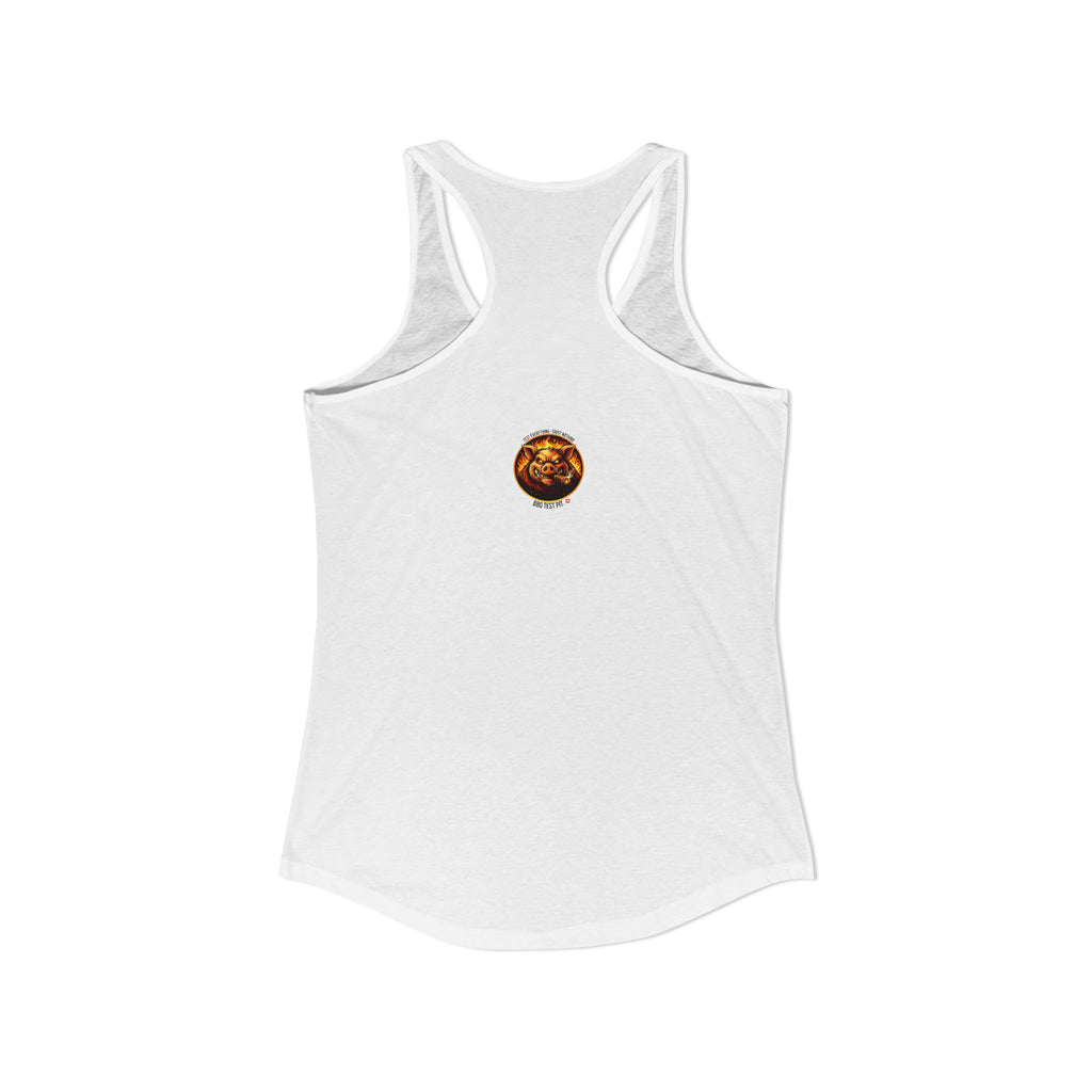 BBQ Test Pit I Like Big Butts women's racerback mockup