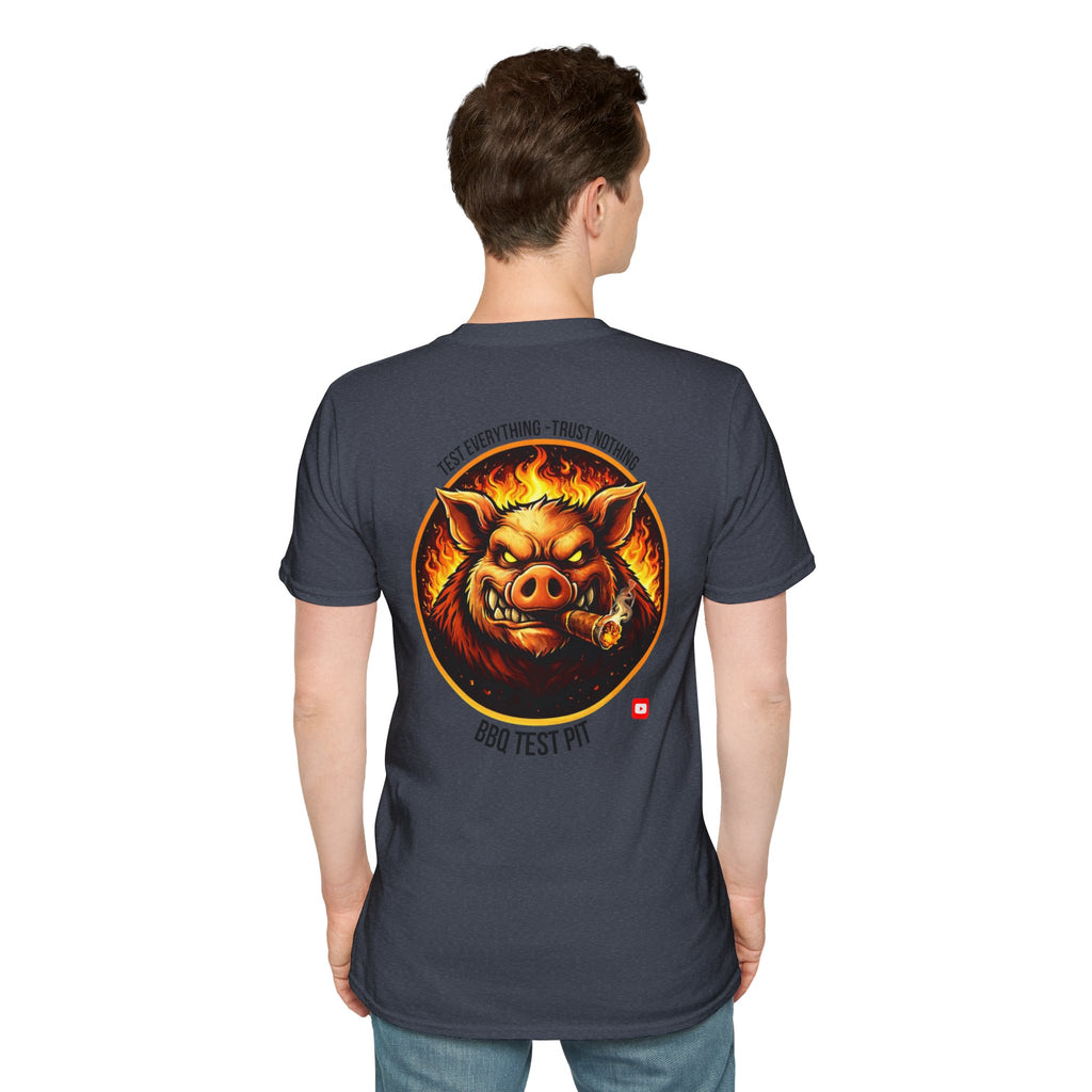 BBQ Test Pit logo soft tee mockup