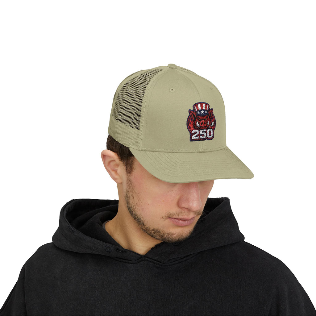 BBQ Test Pit 250 Years of Freedom trucker hat mockup