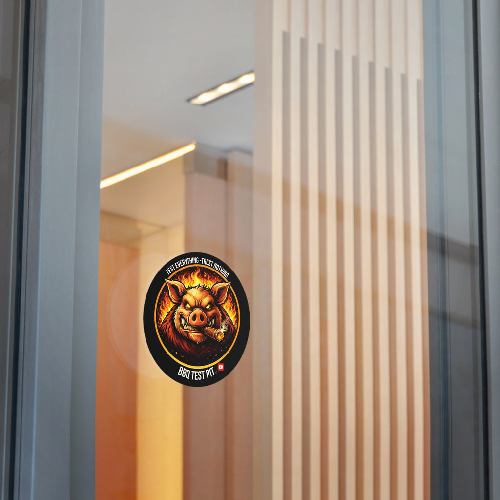 BBQ Test Pit logo sticker mockup