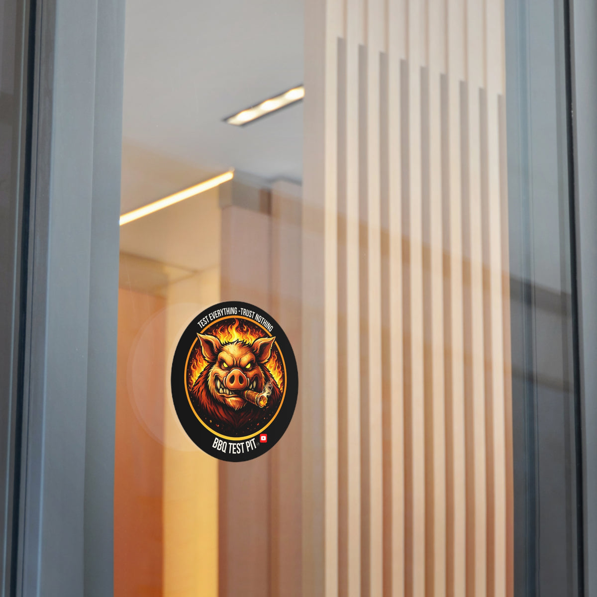 BBQ Test Pit logo sticker mockup