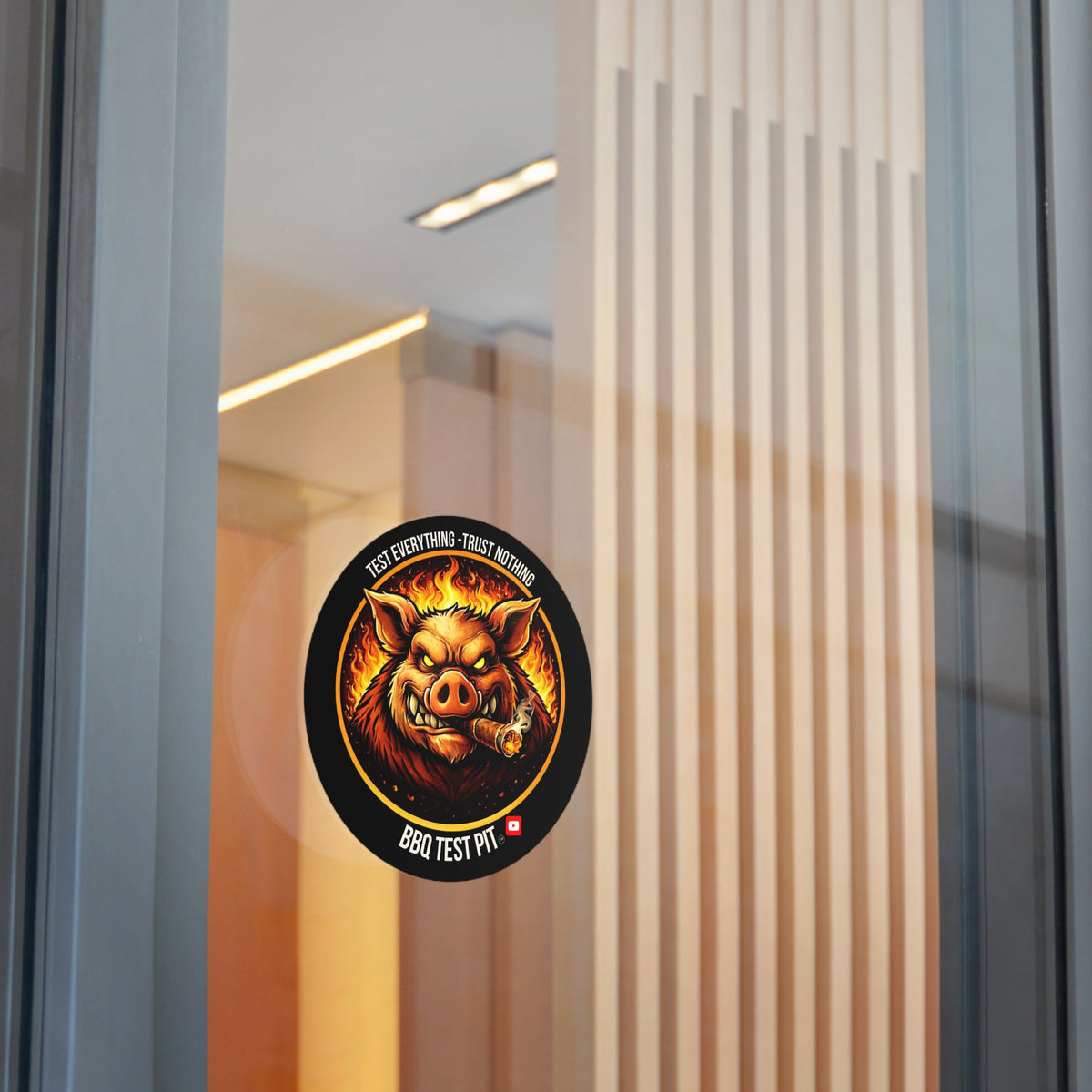 BBQ Test Pit logo sticker mockup