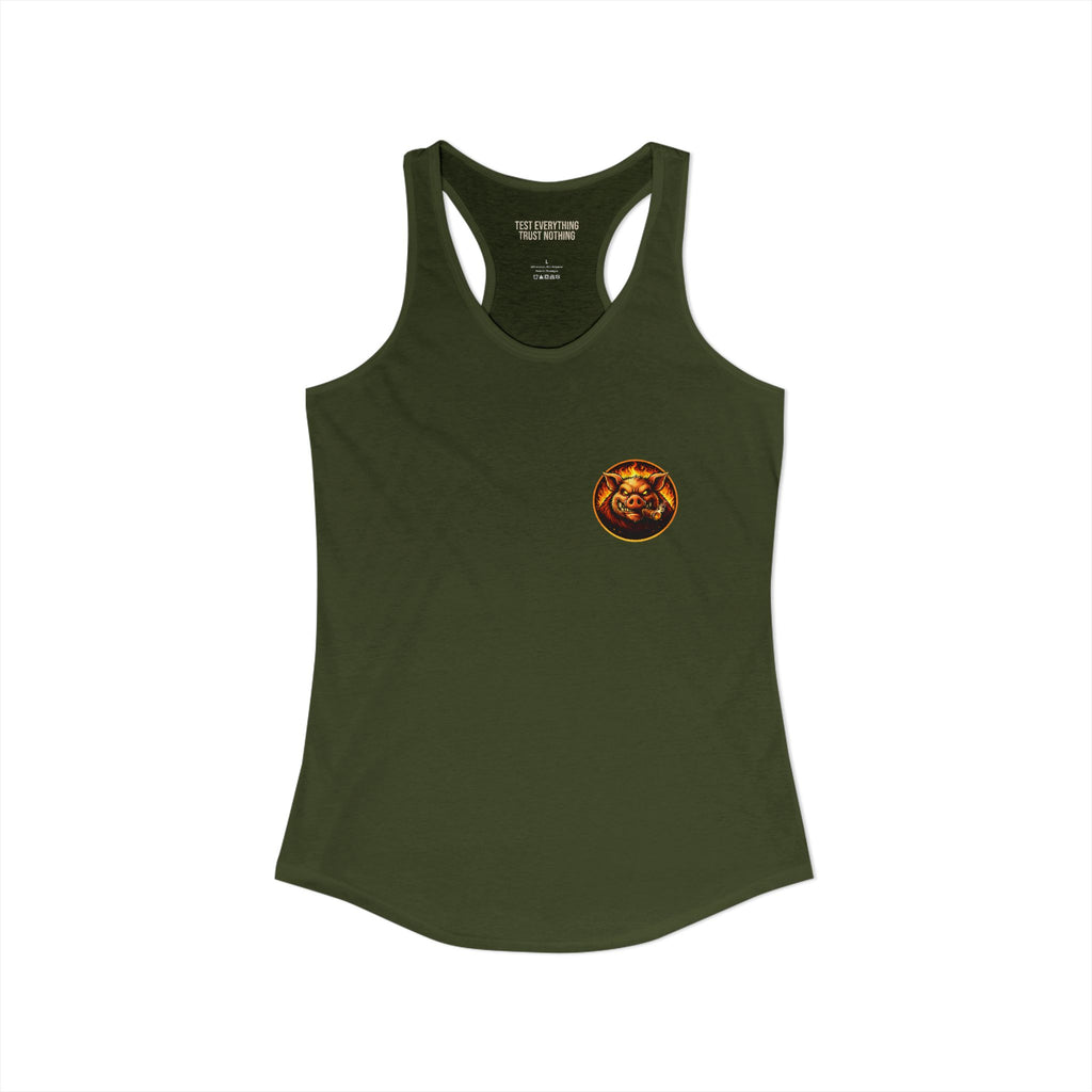 BBQ Test Pit logo women's tank mockup