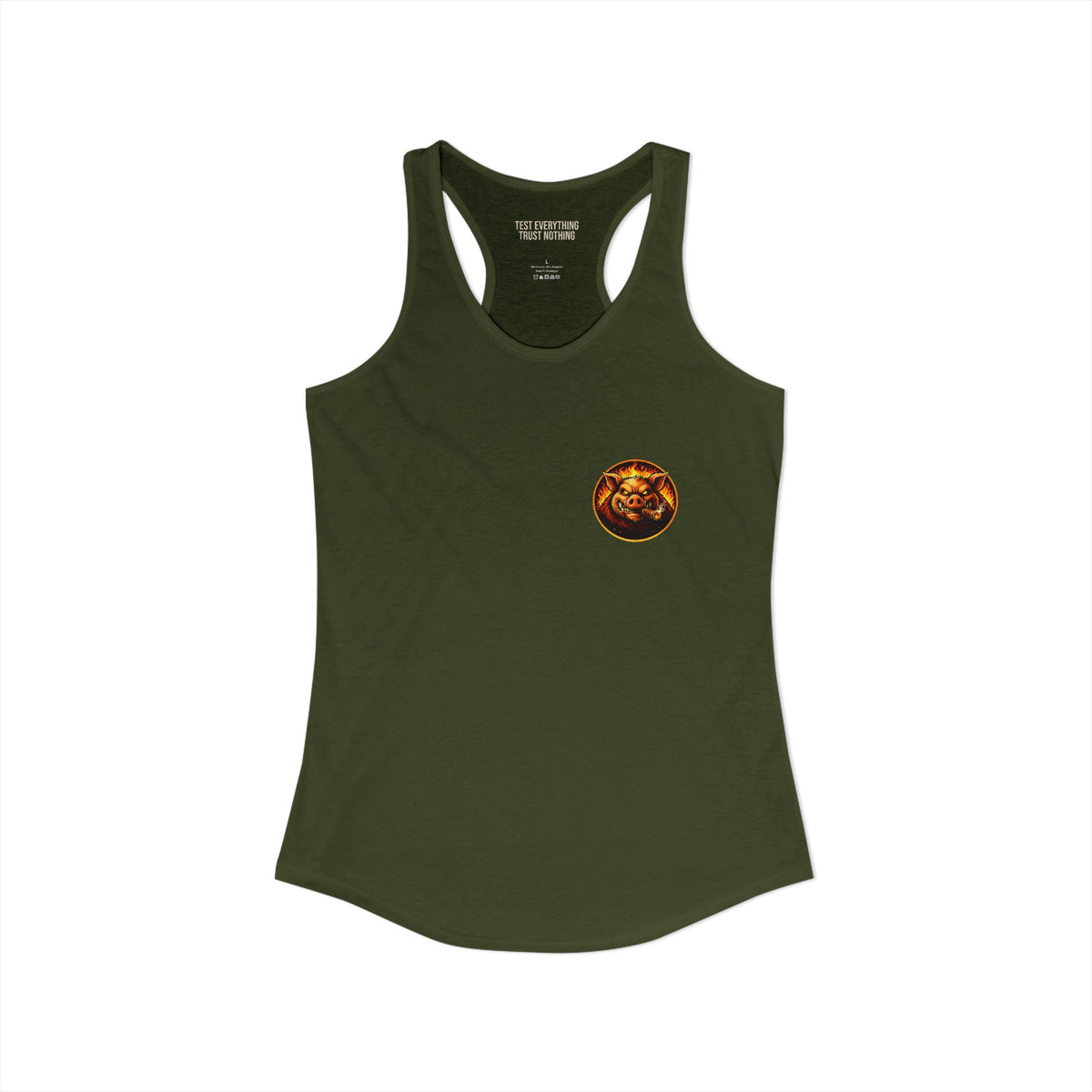BBQ Test Pit logo women's tank mockup