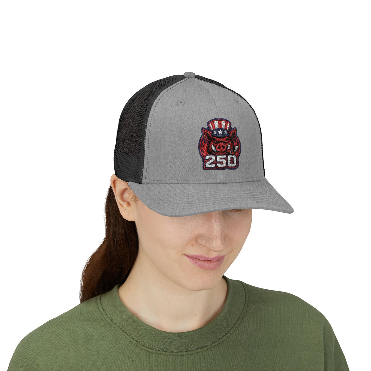 BBQ Test Pit 250 Years of Freedom trucker hat mockup