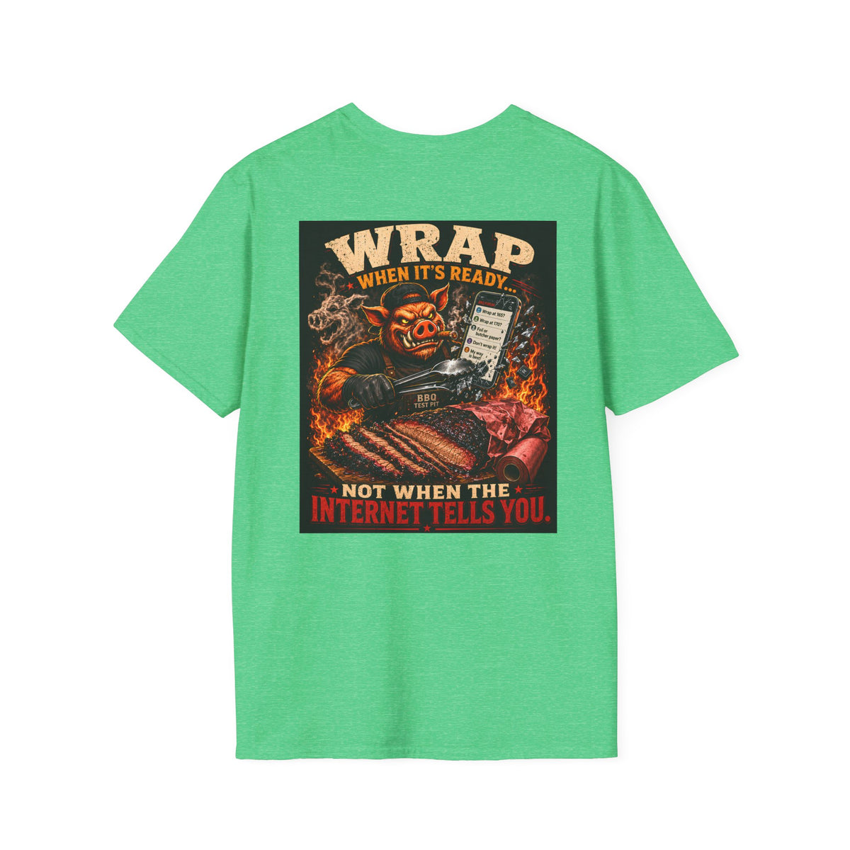 BBQ Test Pit Wrap When It's Ready tee mockup