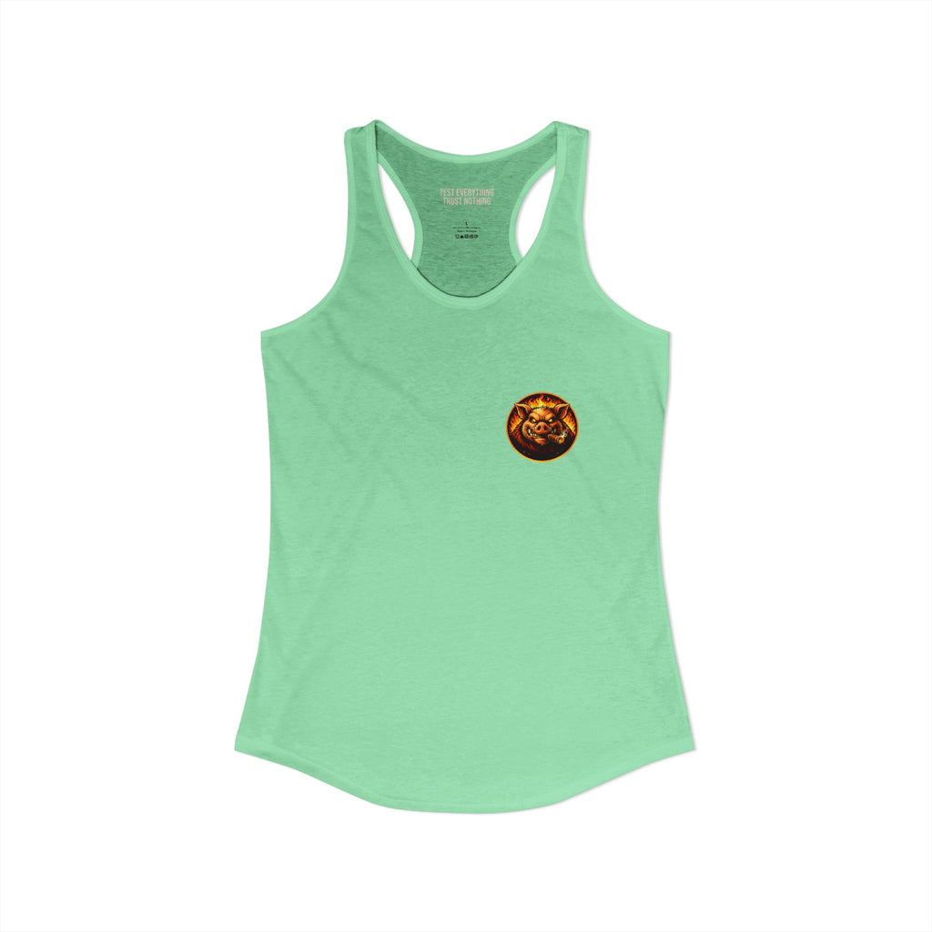 BBQ Test Pit logo women's tank mockup