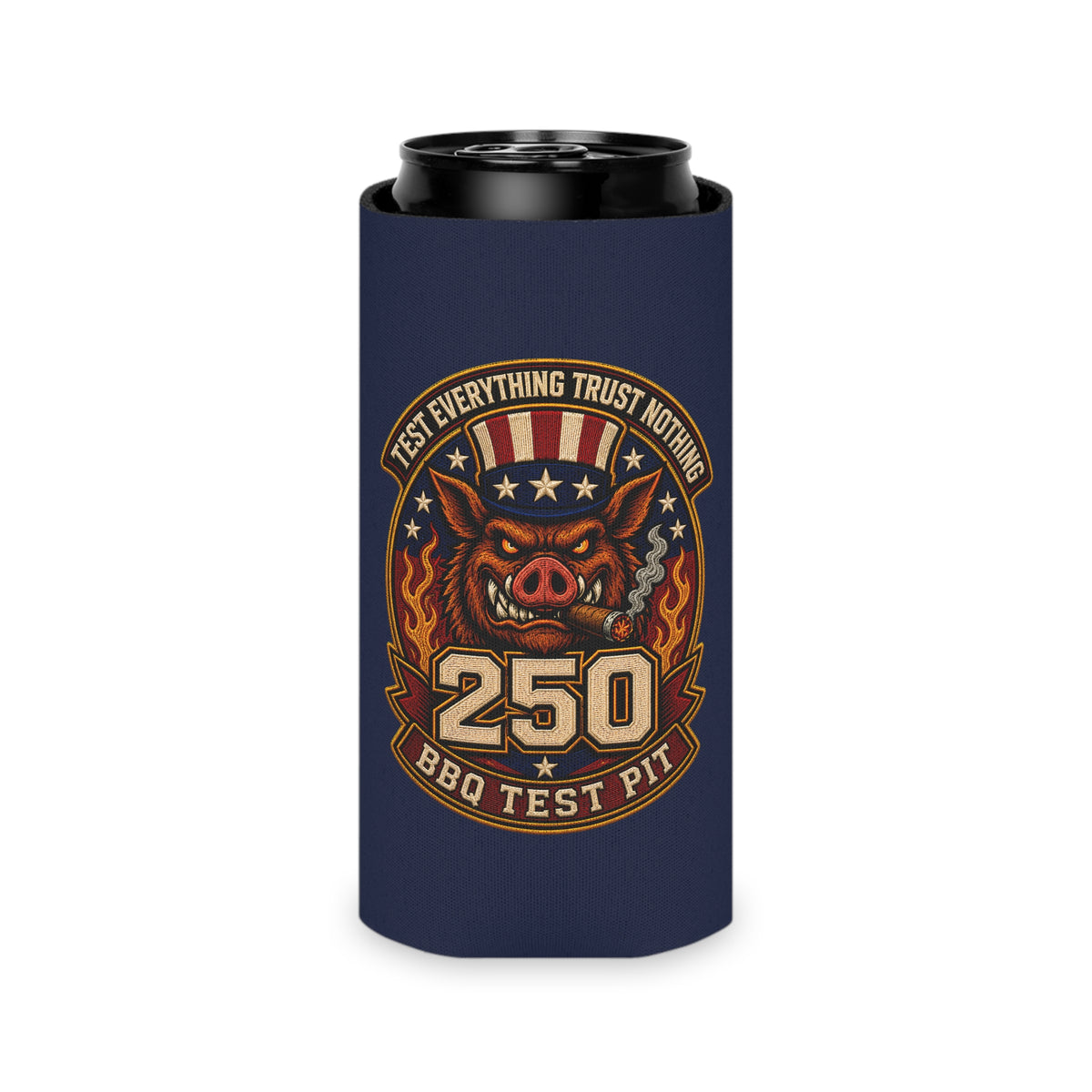 BBQ Test Pit 250 Years of Freedom can cooler mockup
