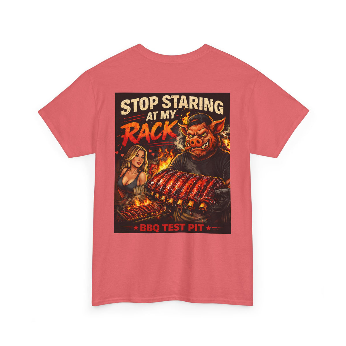 BBQ Test Pit Stop Staring At My Rack tee mockup