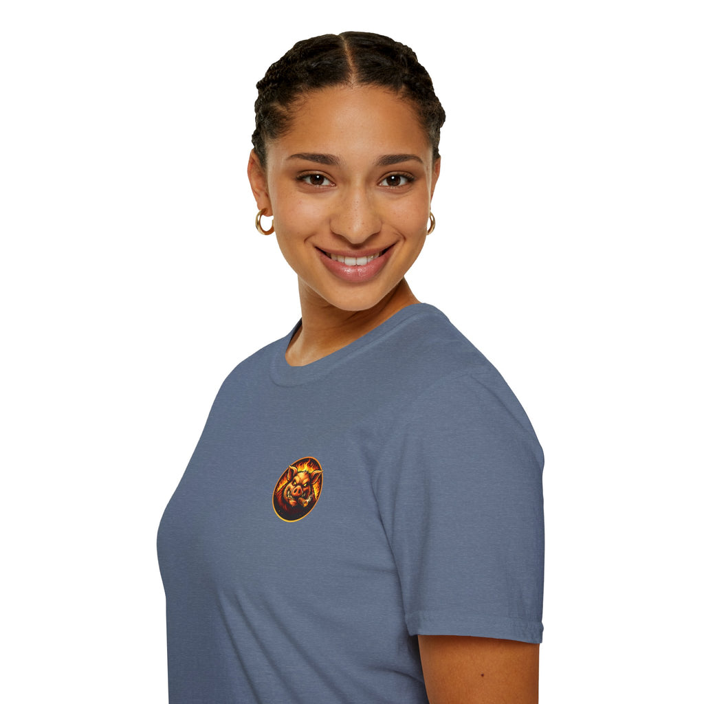 BBQ Test Pit logo soft tee mockup