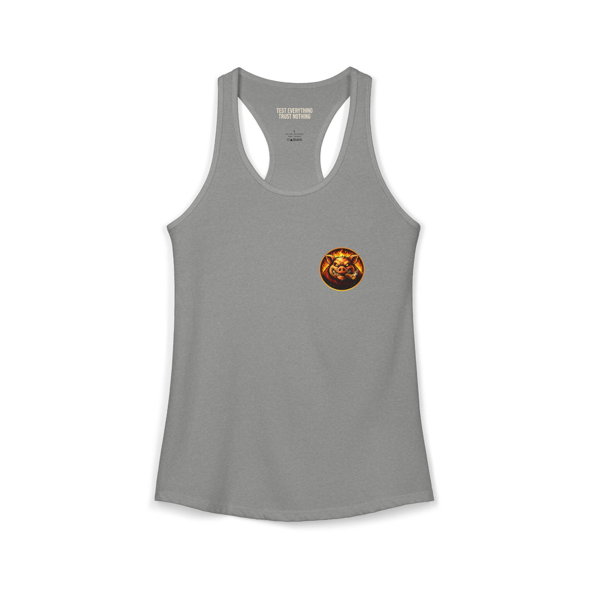 BBQ Test Pit logo women's tank mockup