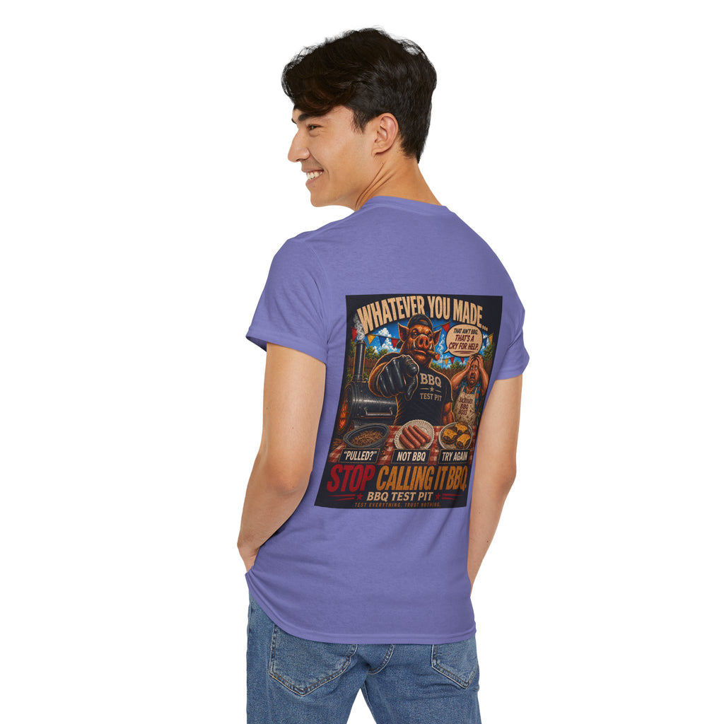 BBQ Test Pit Stop Calling It BBQ heavy tee mockup