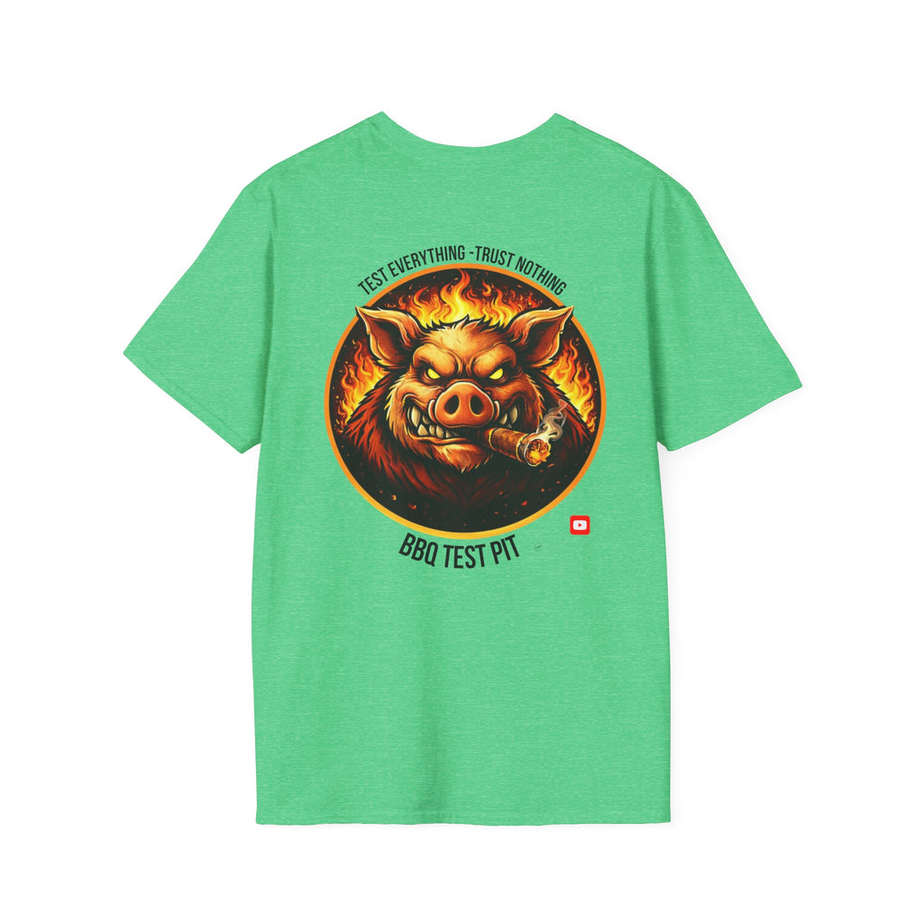 BBQ Test Pit logo soft tee mockup