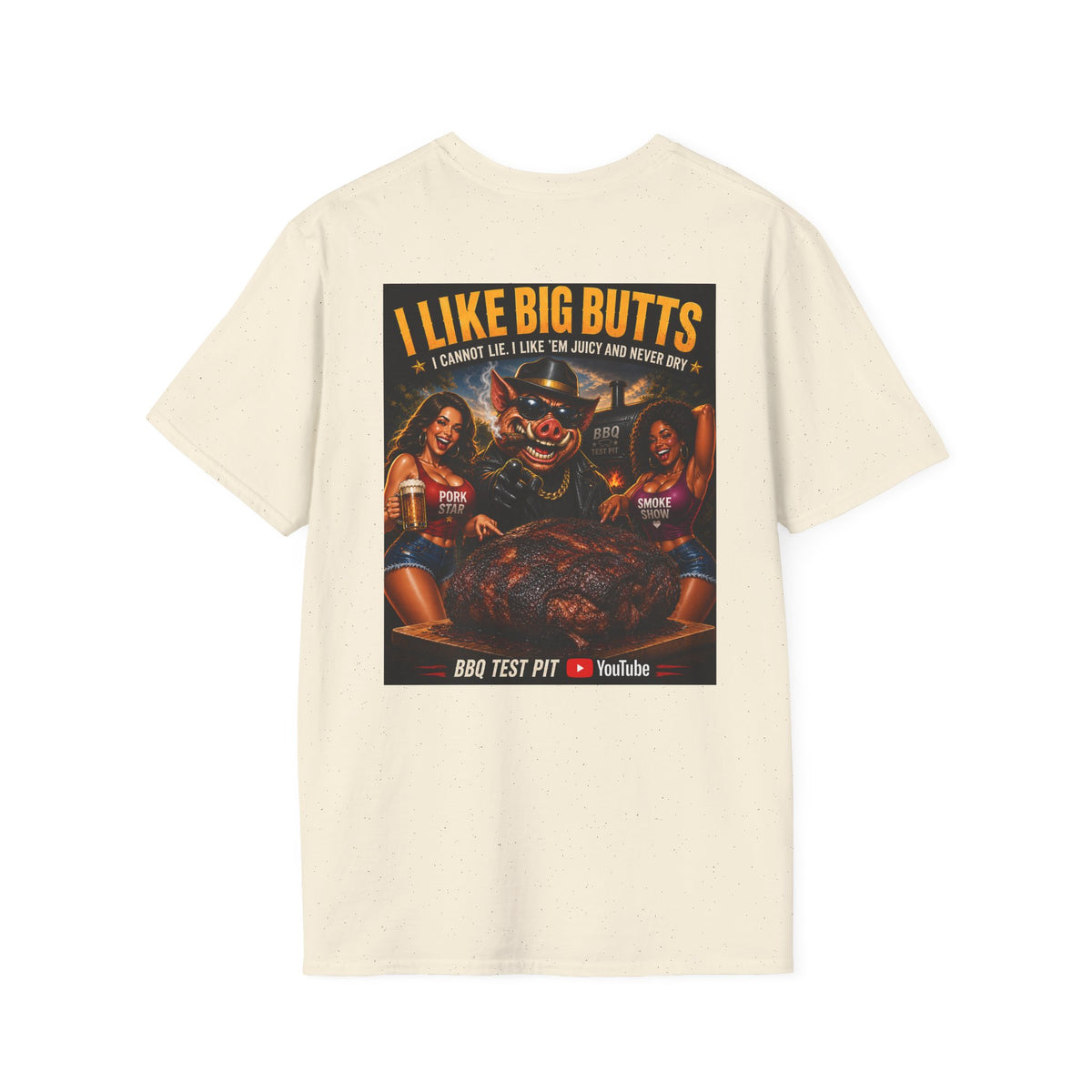 BBQ Test Pit I Like Big Butts soft tee mockup