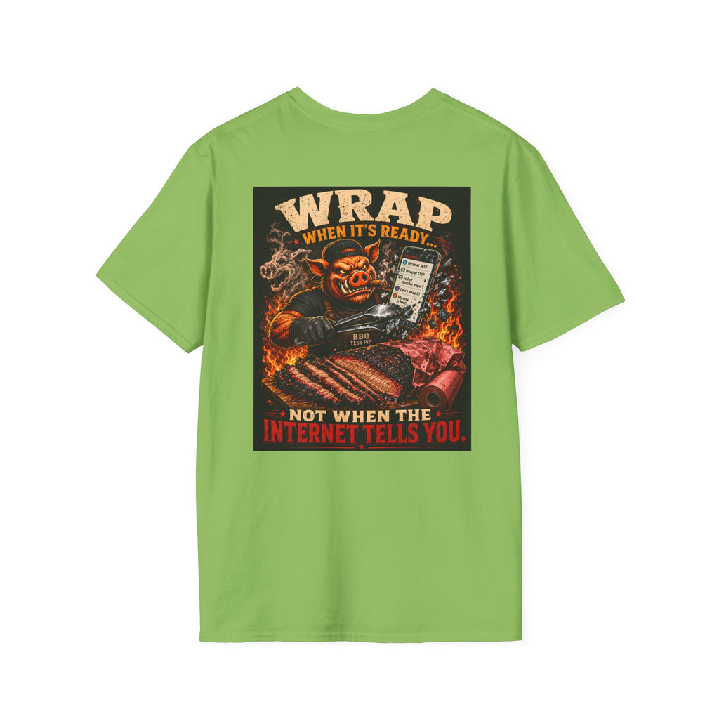 BBQ Test Pit Wrap When It's Ready tee mockup