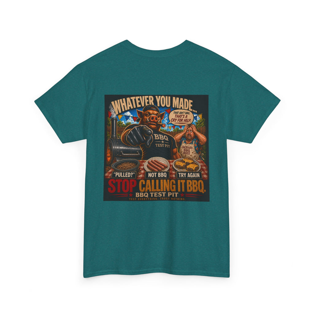 BBQ Test Pit Stop Calling It BBQ heavy tee mockup