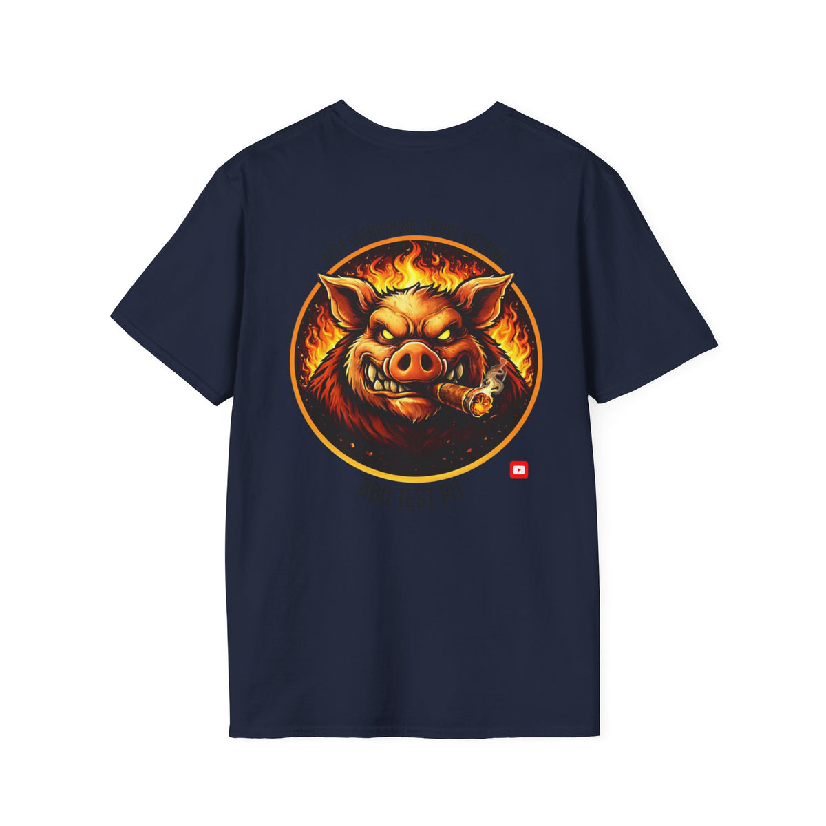 BBQ Test Pit logo soft tee mockup