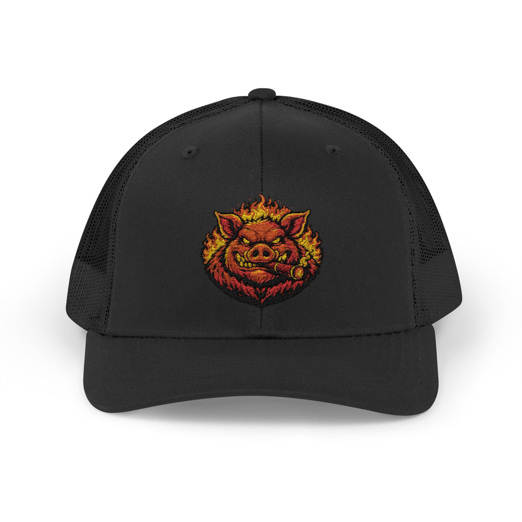 BBQ Test Pit trucker hat mockup