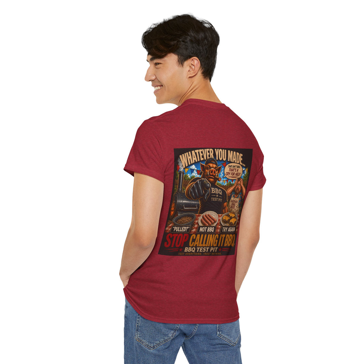 BBQ Test Pit Stop Calling It BBQ heavy tee mockup