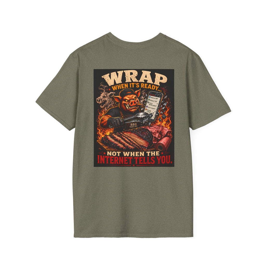 BBQ Test Pit Wrap When It's Ready tee mockup
