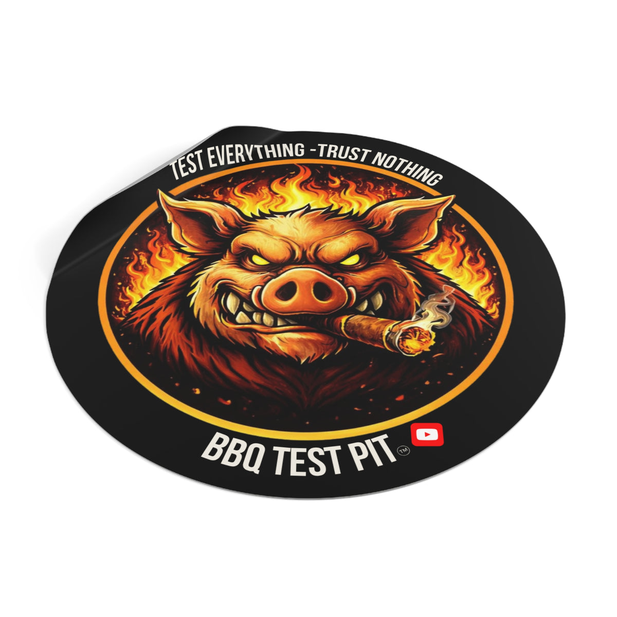 BBQ Test Pit logo sticker mockup