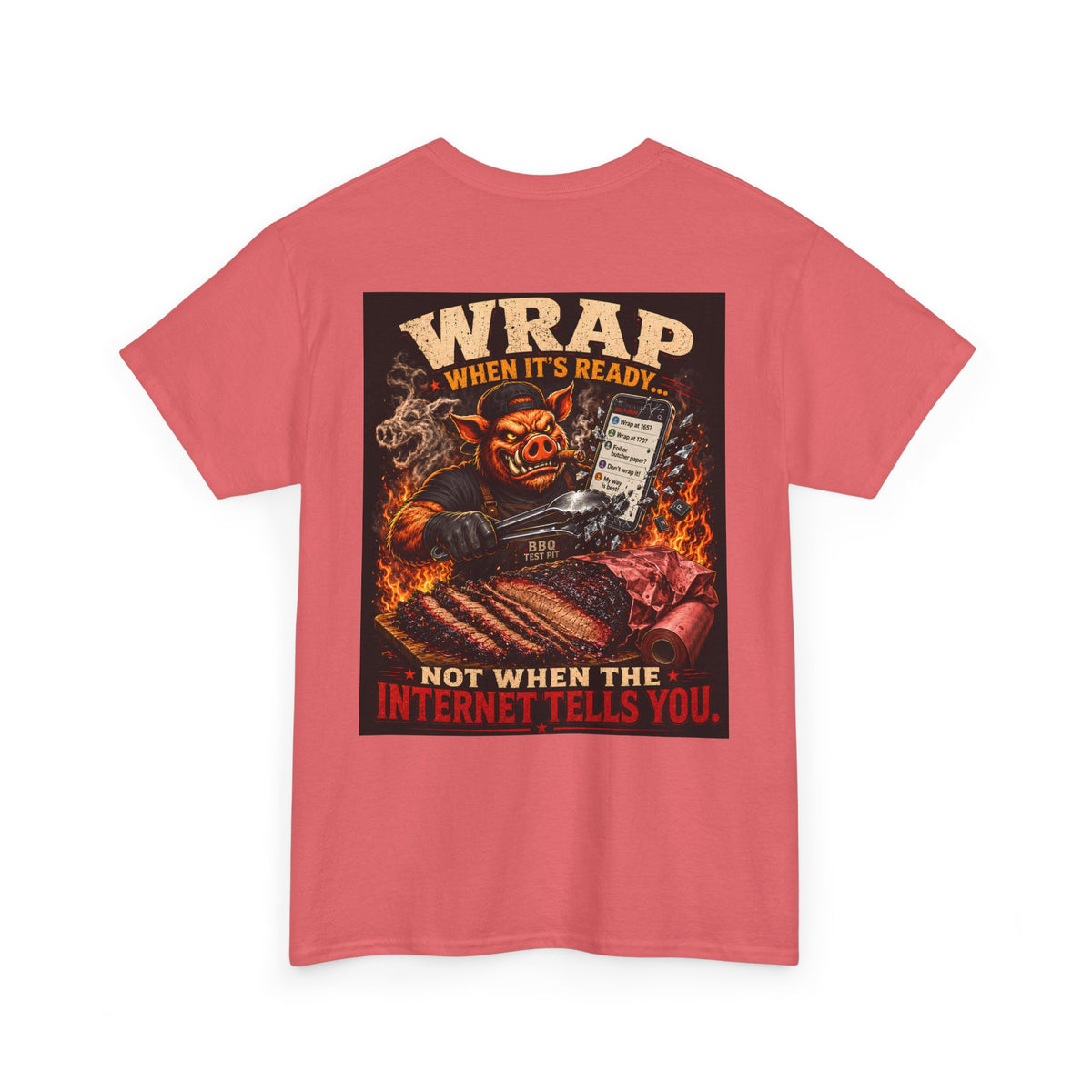 BBQ Test Pit Wrap When It's Ready soft tee mockup