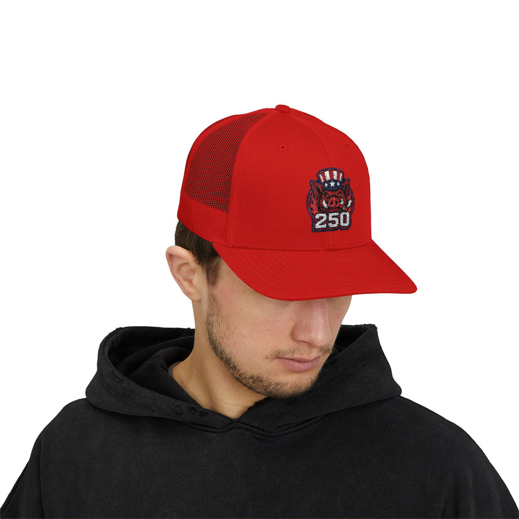 BBQ Test Pit 250 Years of Freedom trucker hat mockup