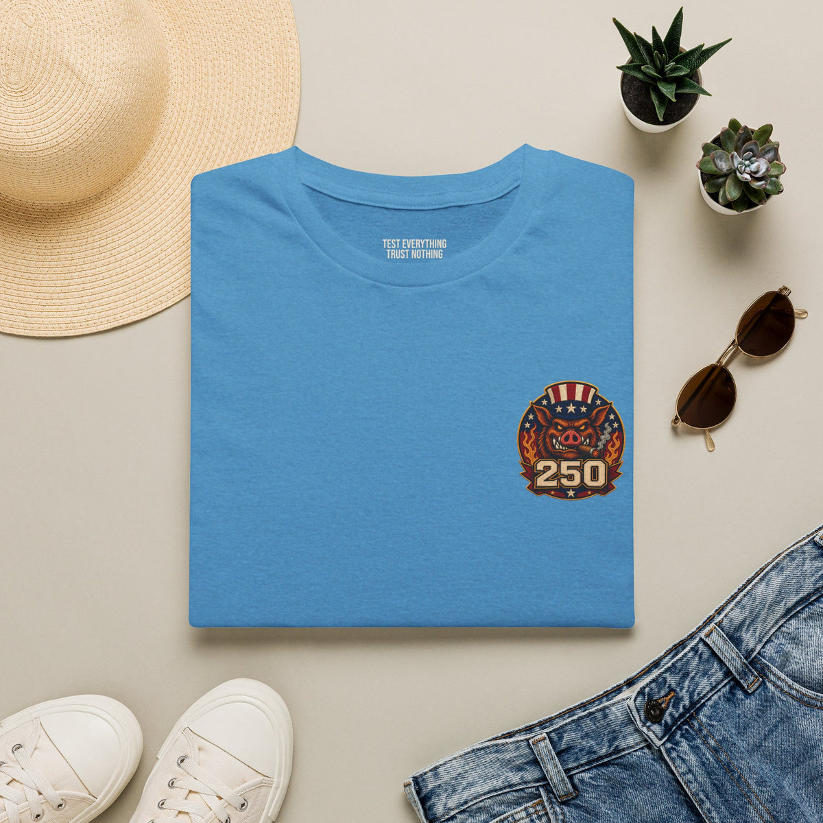 BBQ Test Pit 250 Years of Freedom tee mockup