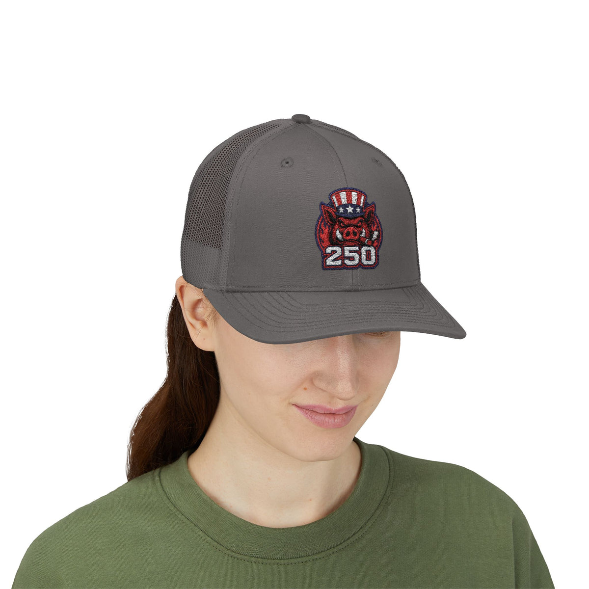 BBQ Test Pit 250 Years of Freedom trucker hat mockup