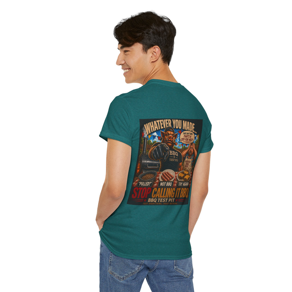 BBQ Test Pit Stop Calling It BBQ heavy tee mockup