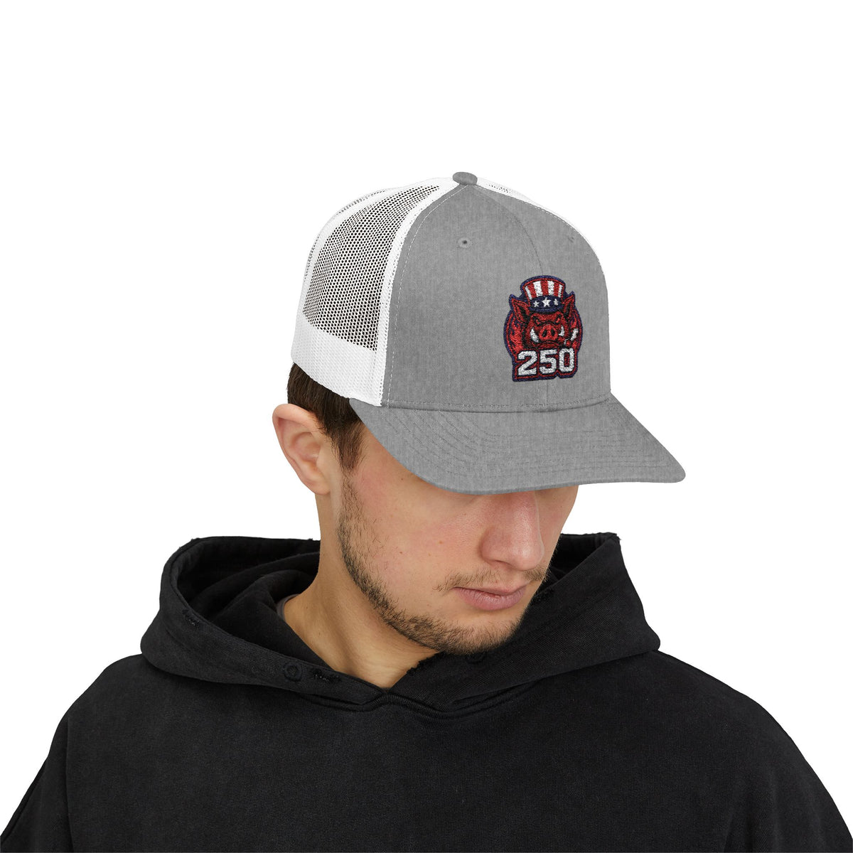 BBQ Test Pit 250 Years of Freedom trucker hat mockup