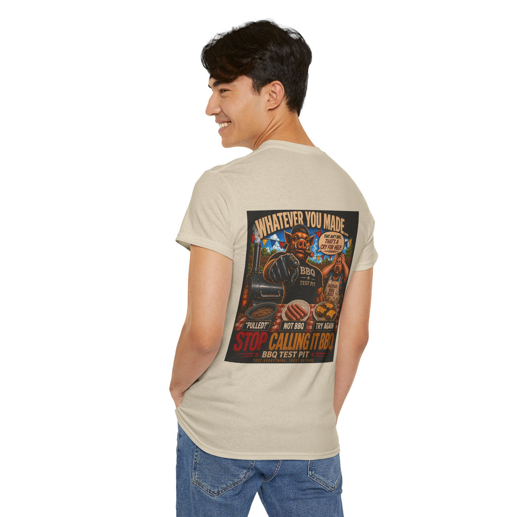 BBQ Test Pit Stop Calling It BBQ heavy tee mockup