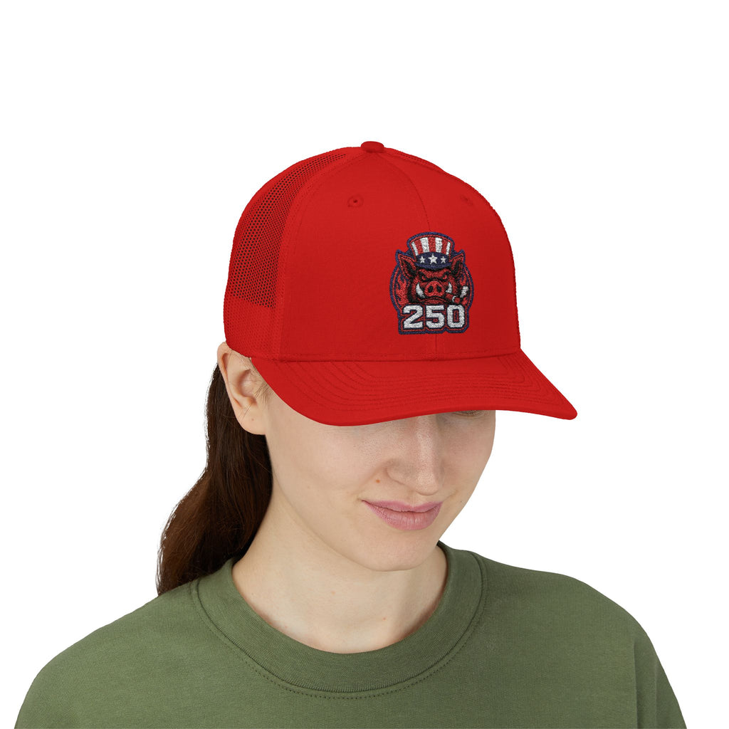 BBQ Test Pit 250 Years of Freedom trucker hat mockup