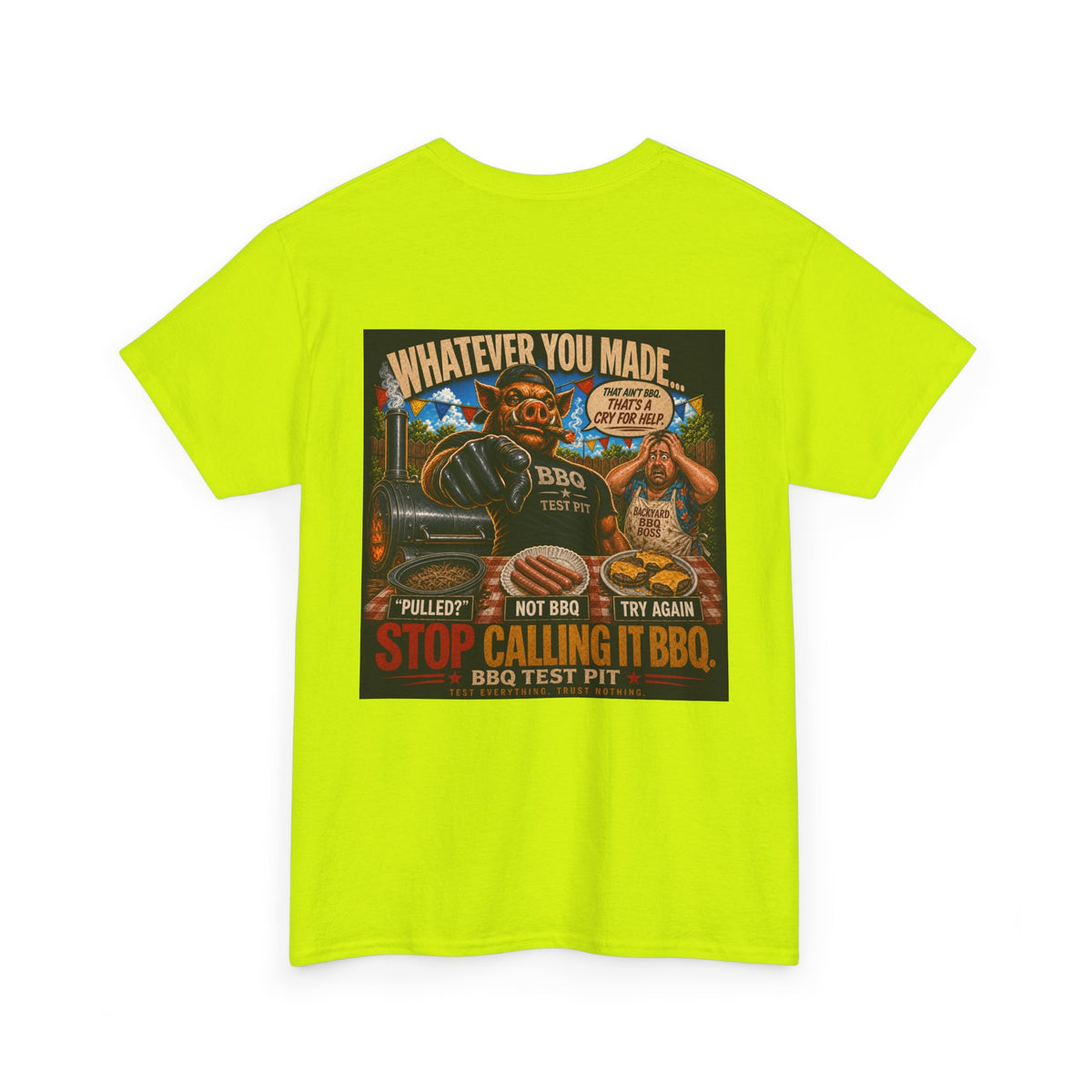 BBQ Test Pit Stop Calling It BBQ heavy tee mockup